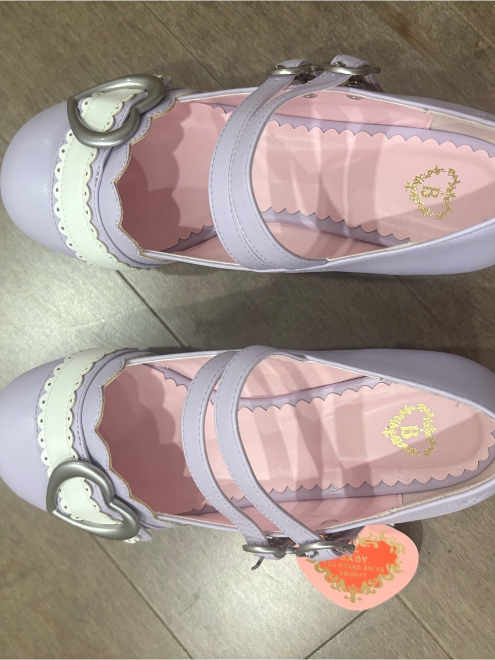 BTSSB NWT: Lavender Double-Strap Platform Mary Jane Shoes with Heart Buckle